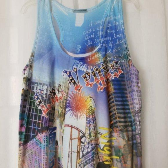 Banana Expression Las Vegas Print Razor Back Top - Picture 6 of 7